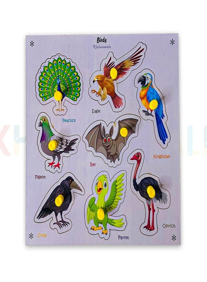 Khilonewale Wooden Wild Animal Puzzles for Kids, Educational Toys for Toddlers & Preschoolers, Jigsaw Puzzles (Birds) - Image 2